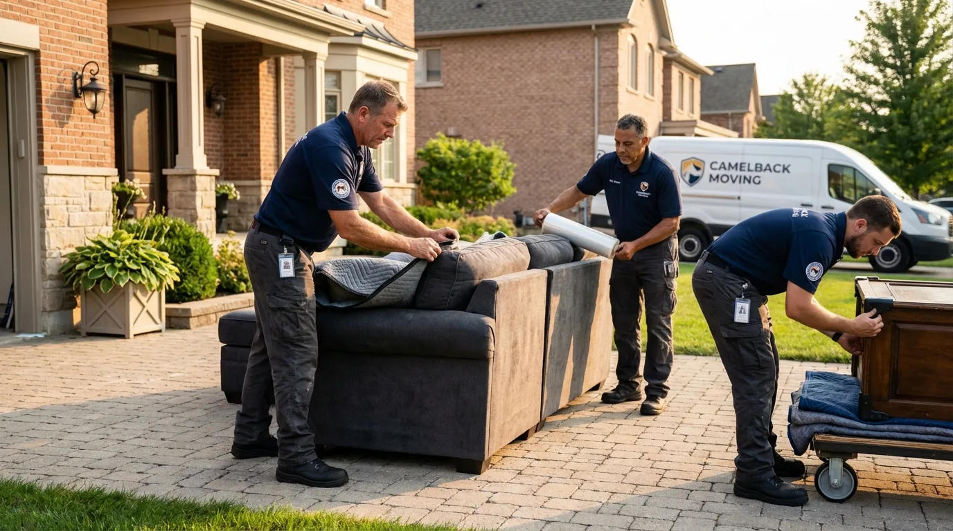 Large estate moving crew wrapping furniture in Logan, UT