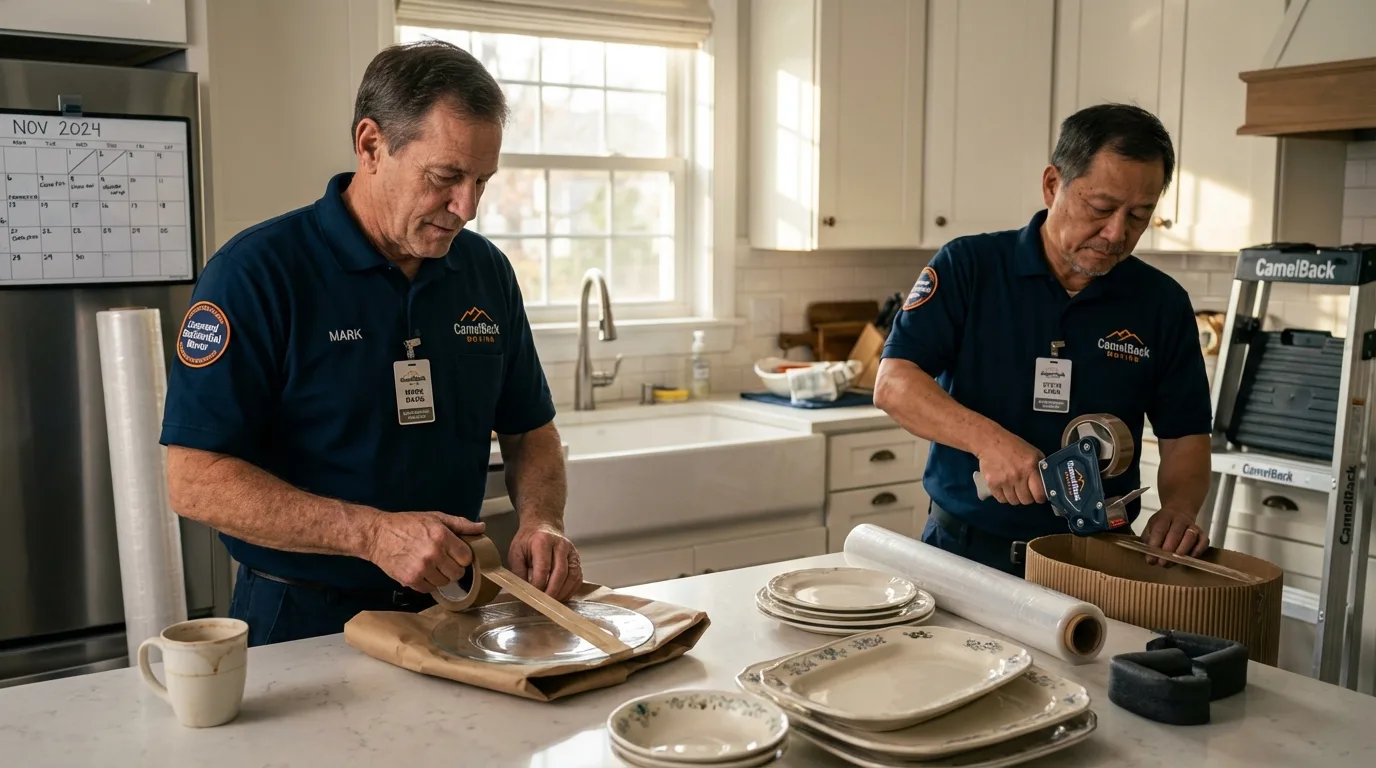 Professional crew packing kitchen dishware in Logan, UT